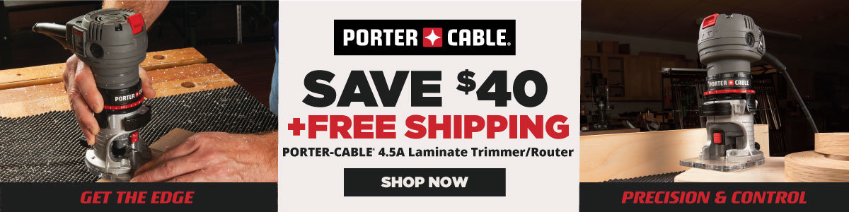 Save $40 Plus Free Shipping on Porter-Cable 4.5A Laminate Trimmer/Router